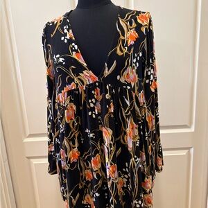 Anthropologie Black Floral Top